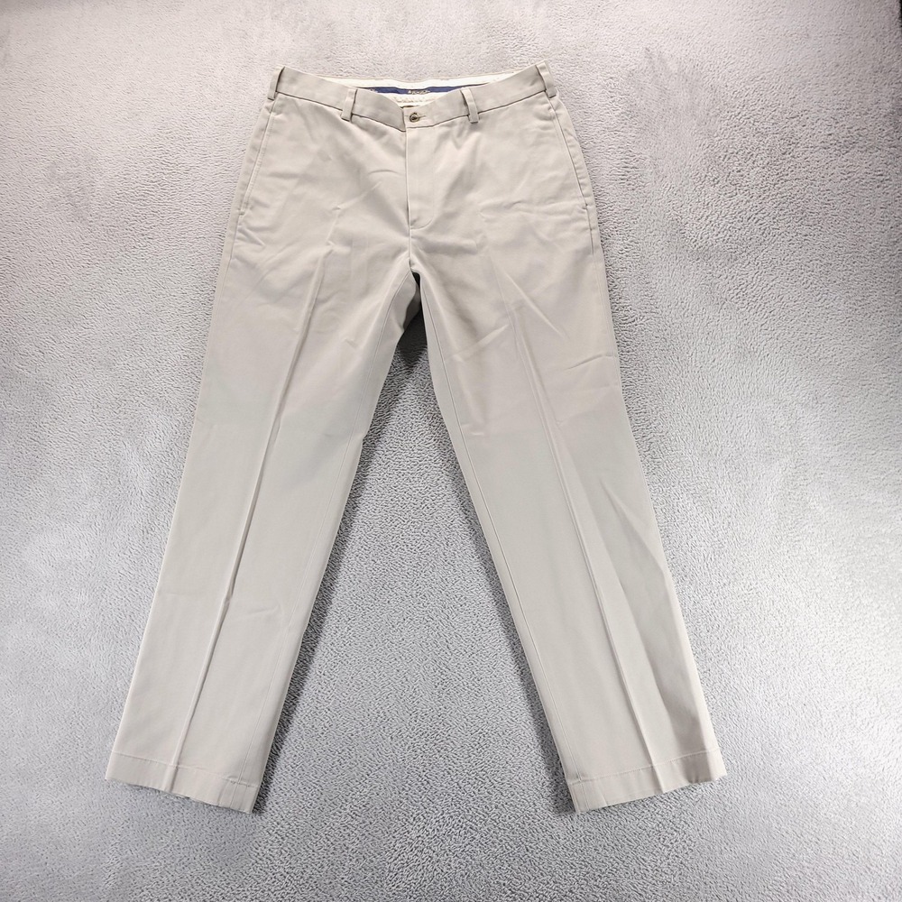 Brooks Brothers Pants Mens 34x30 Beige Advantage Clark Flat Front Chino Office